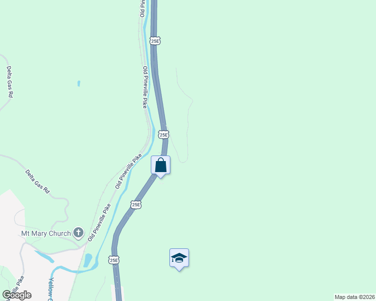 map of restaurants, bars, coffee shops, grocery stores, and more near Sams Mountain Road in Middlesboro