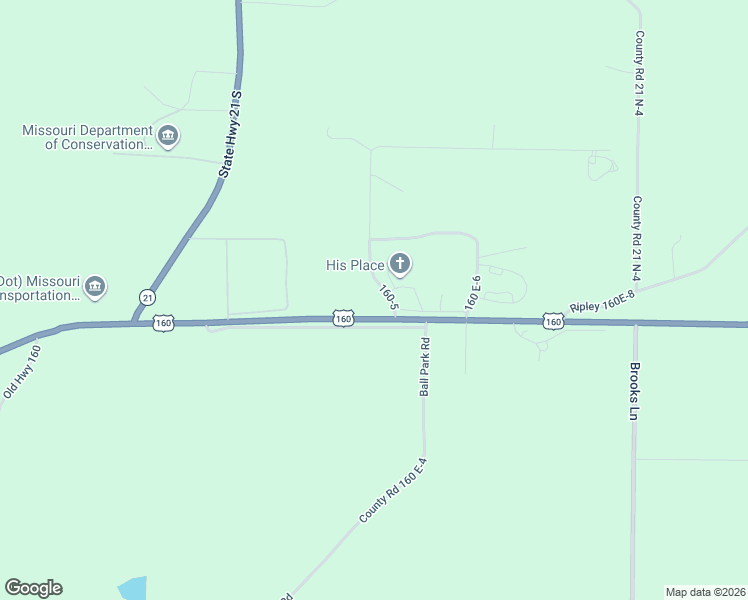 map of restaurants, bars, coffee shops, grocery stores, and more near U.S. 160 in Doniphan