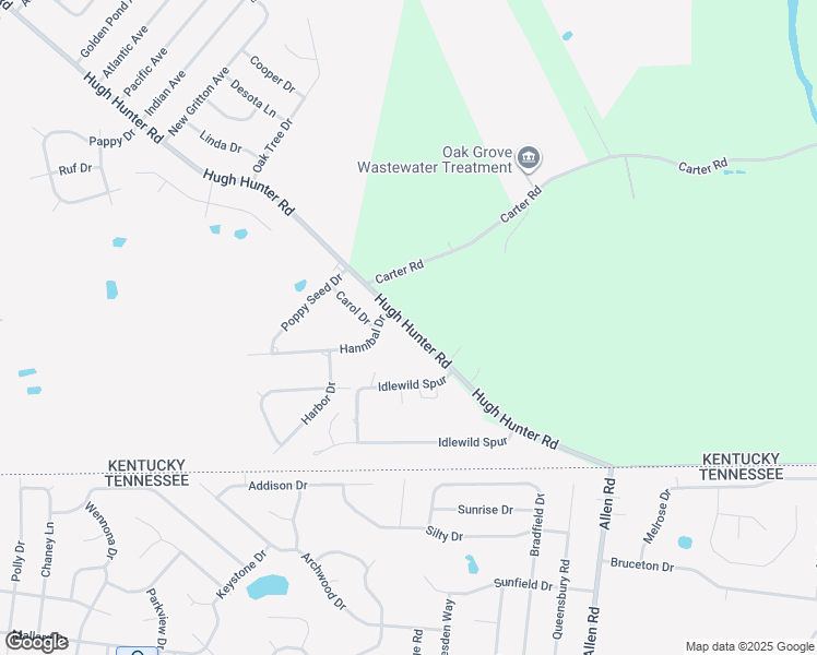 map of restaurants, bars, coffee shops, grocery stores, and more near 1539 Hugh Hunter Road in Oak Grove