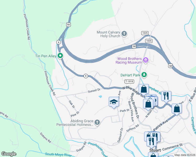map of restaurants, bars, coffee shops, grocery stores, and more near 116 Mountain View Heights in Stuart