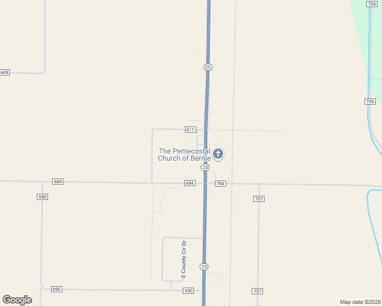 map of restaurants, bars, coffee shops, grocery stores, and more near 2125 Missouri 25 in Bernie