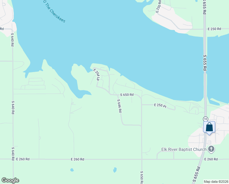 map of restaurants, bars, coffee shops, grocery stores, and more near 25401 S646rd in Grove