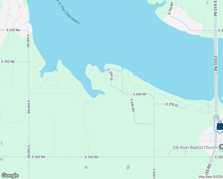 map of restaurants, bars, coffee shops, grocery stores, and more near S646rd in Grove