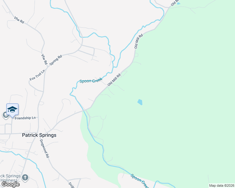 map of restaurants, bars, coffee shops, grocery stores, and more near Old Mill Road in Patrick Springs