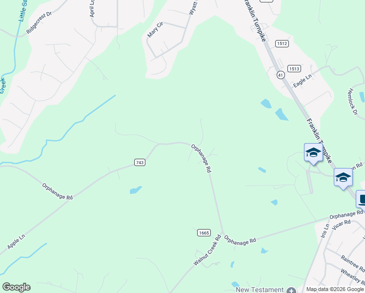 map of restaurants, bars, coffee shops, grocery stores, and more near 1425 Orphanage Road in Danville