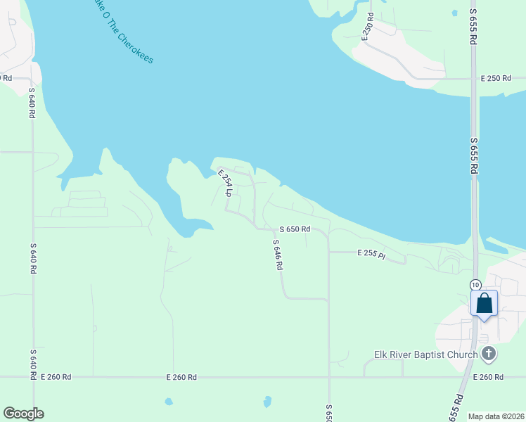map of restaurants, bars, coffee shops, grocery stores, and more near S646rd in Delaware County