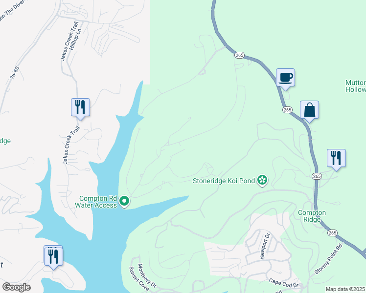 map of restaurants, bars, coffee shops, grocery stores, and more near 606 Compton Ridge Road in Branson