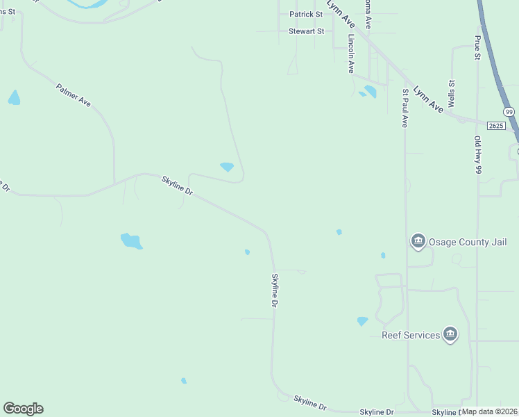 map of restaurants, bars, coffee shops, grocery stores, and more near 1525 Skyline Drive in Pawhuska