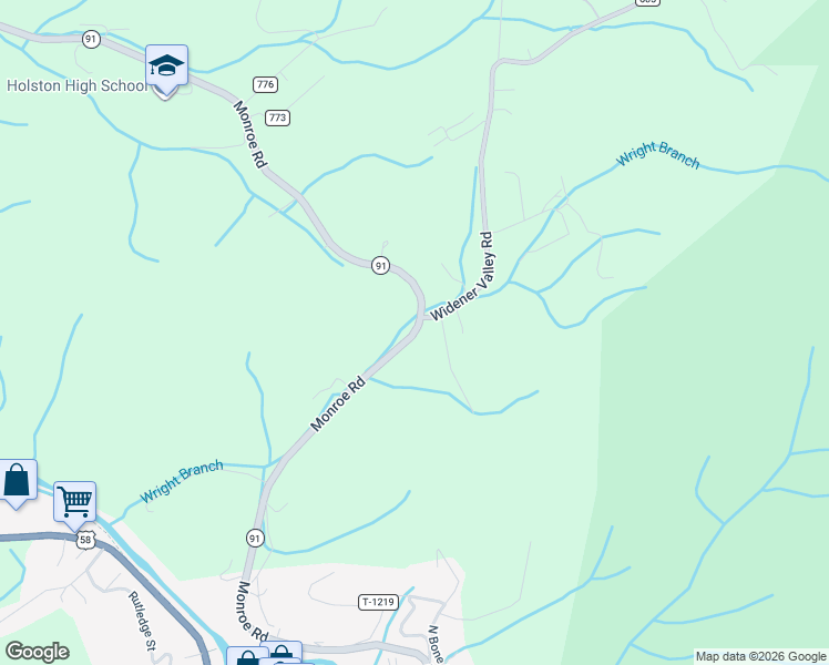 map of restaurants, bars, coffee shops, grocery stores, and more near 21801 Monroe Road in Damascus
