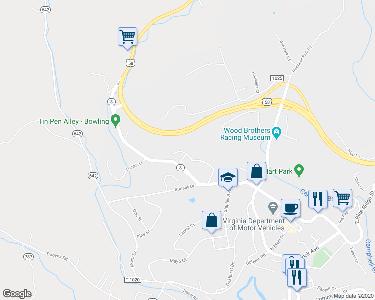 map of restaurants, bars, coffee shops, grocery stores, and more near 116 Mountain View Heights in Stuart