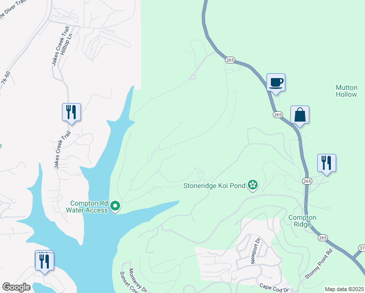 map of restaurants, bars, coffee shops, grocery stores, and more near 606 Compton Ridge Road in Branson