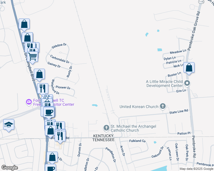 map of restaurants, bars, coffee shops, grocery stores, and more near 385 Mandarin Drive in Oak Grove