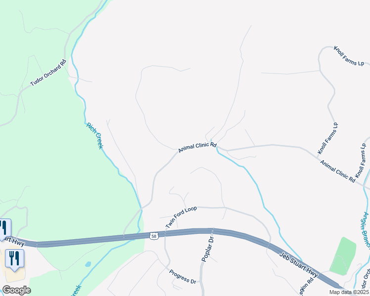map of restaurants, bars, coffee shops, grocery stores, and more near Animal Clinic Road in Stuart