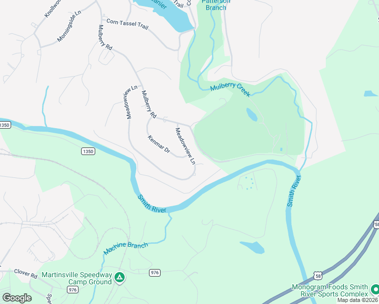 map of restaurants, bars, coffee shops, grocery stores, and more near 1509 Meadowview Lane in Martinsville