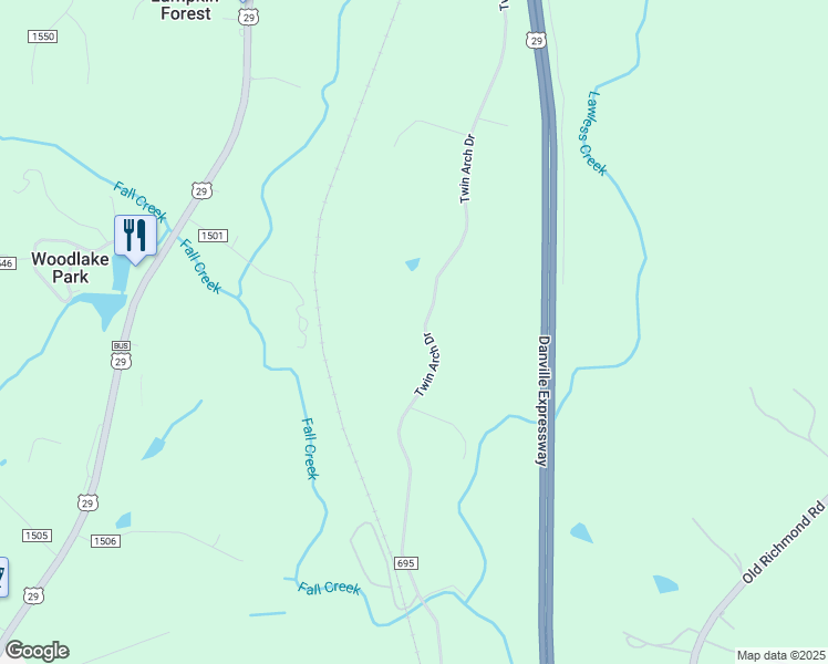 map of restaurants, bars, coffee shops, grocery stores, and more near 1489 Twin Arch Drive in Danville