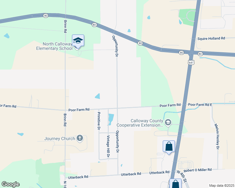 map of restaurants, bars, coffee shops, grocery stores, and more near Oppurtunity Drive in Murray