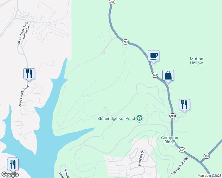 map of restaurants, bars, coffee shops, grocery stores, and more near 396 Compton Ridge Road in Branson
