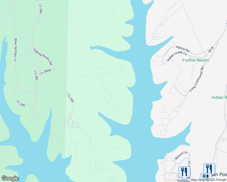 map of restaurants, bars, coffee shops, grocery stores, and more near 459 Waterfield Drive in Reeds Spring