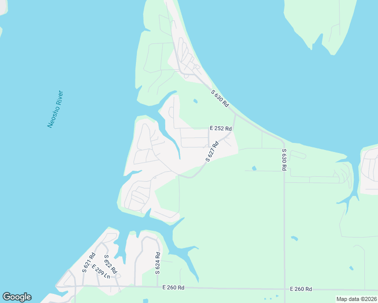 map of restaurants, bars, coffee shops, grocery stores, and more near 62551 East 254 Road in Grove