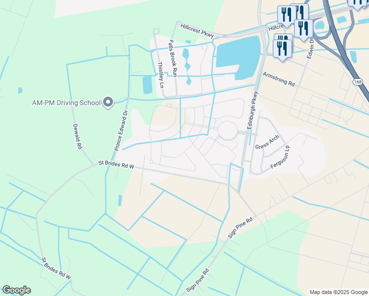 map of restaurants, bars, coffee shops, grocery stores, and more near 1940 Bexley Lane in Chesapeake
