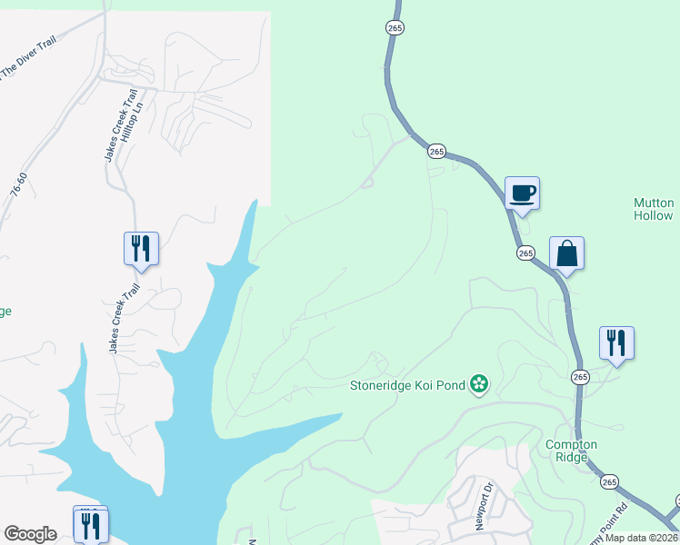 map of restaurants, bars, coffee shops, grocery stores, and more near 161 Settlers Lane in Branson