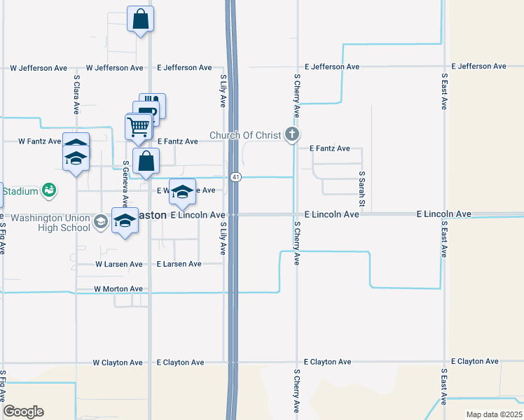 map of restaurants, bars, coffee shops, grocery stores, and more near 366 East Lincoln Avenue in Fresno