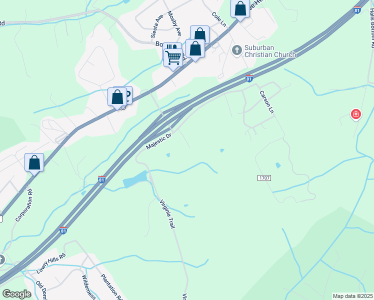 map of restaurants, bars, coffee shops, grocery stores, and more near 15400 Majestic Drive in Bristol
