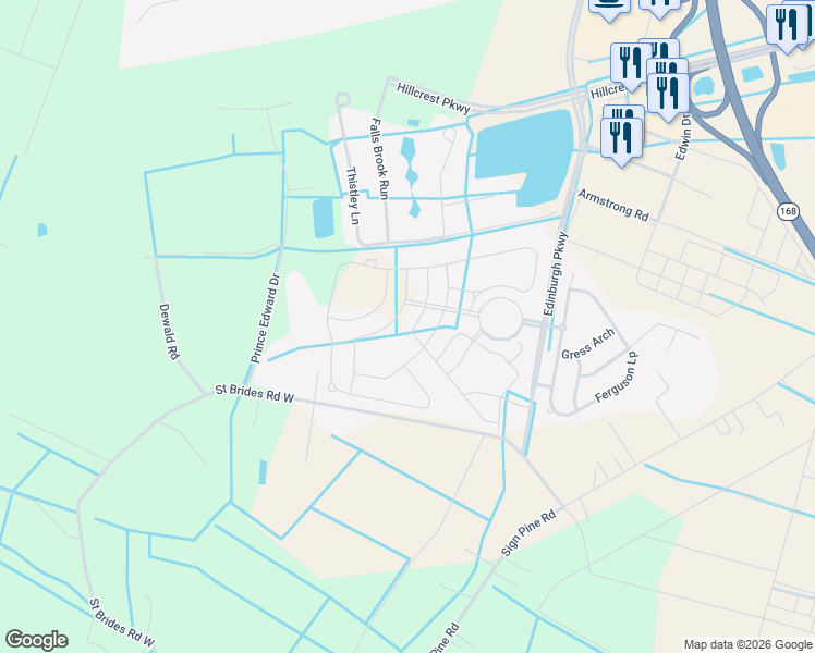 map of restaurants, bars, coffee shops, grocery stores, and more near 1915 Merano Lane in Chesapeake
