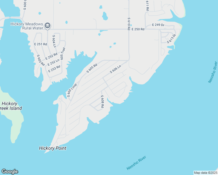 map of restaurants, bars, coffee shops, grocery stores, and more near 60854 East 254 Road in Grove