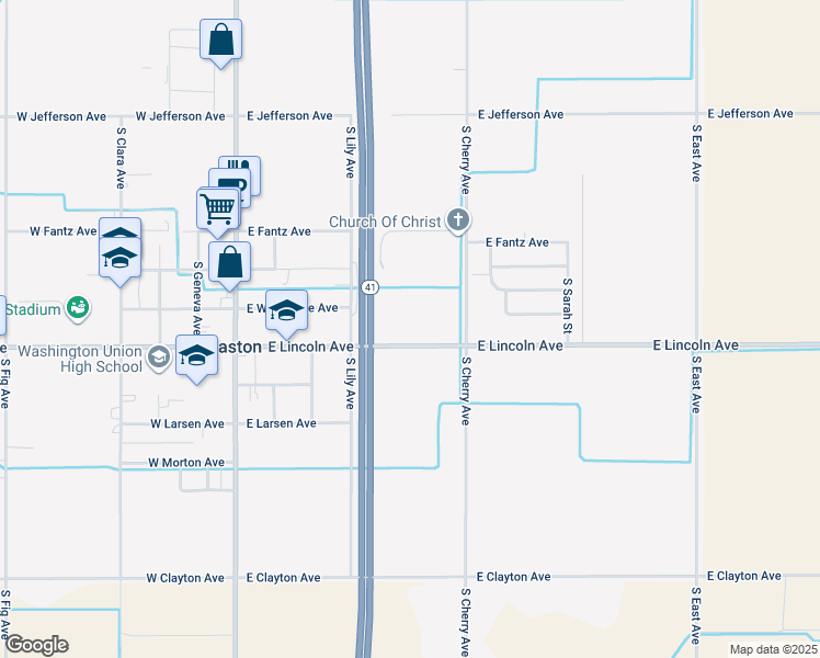map of restaurants, bars, coffee shops, grocery stores, and more near 366 East Lincoln Avenue in Fresno