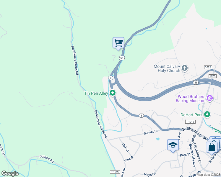 map of restaurants, bars, coffee shops, grocery stores, and more near 515 West Blue Ridge Street in Stuart