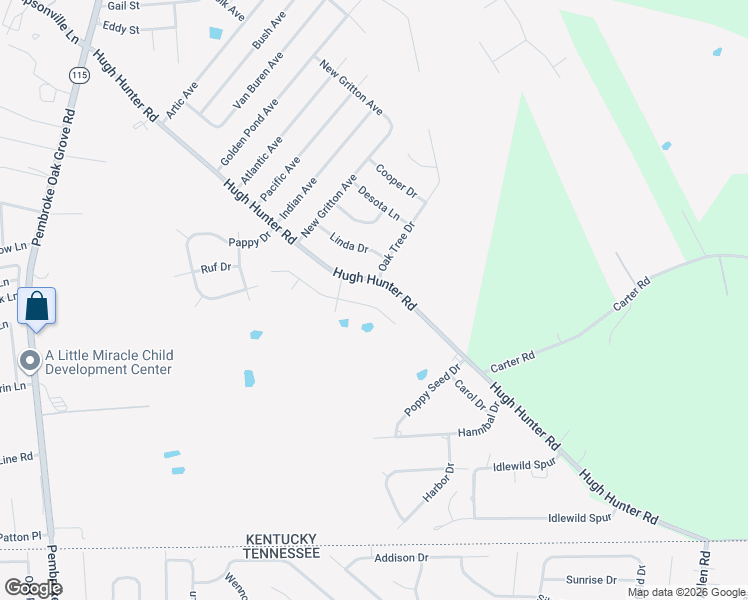 map of restaurants, bars, coffee shops, grocery stores, and more near 220 Bob White Trail in Oak Grove