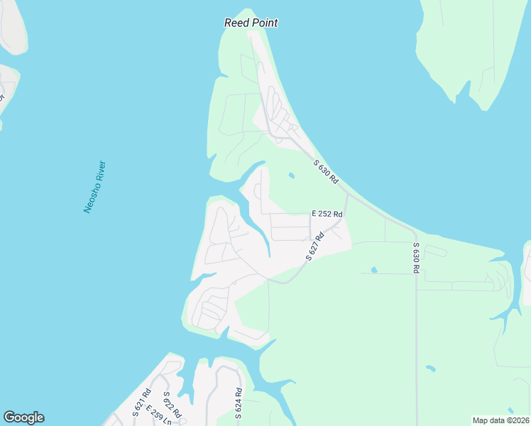 map of restaurants, bars, coffee shops, grocery stores, and more near 62391 East 252 Road in Grove