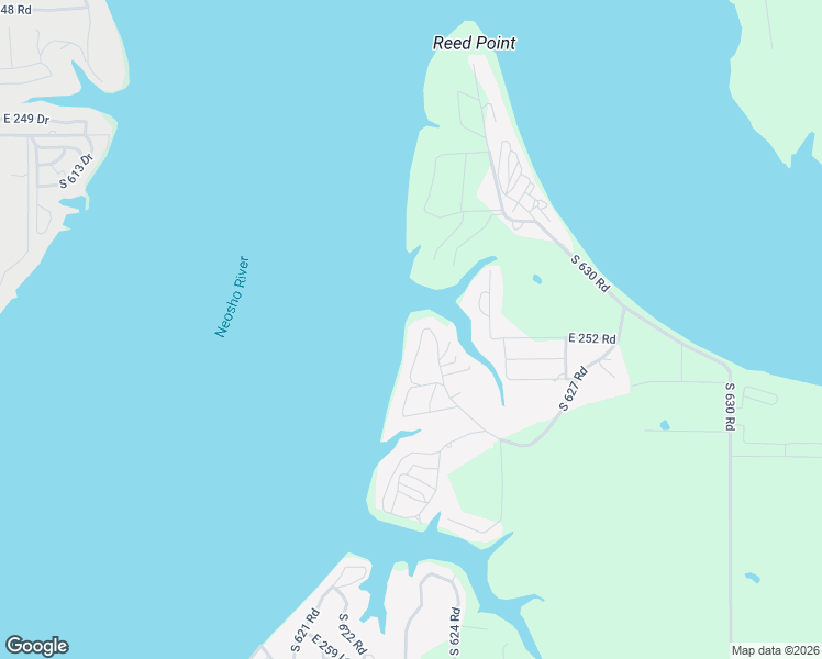 map of restaurants, bars, coffee shops, grocery stores, and more near 25265 South 623 Road in Grove