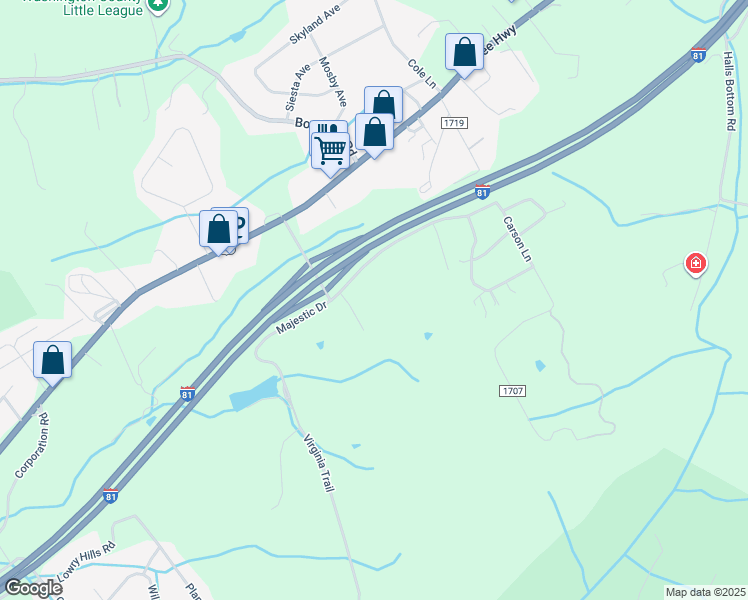 map of restaurants, bars, coffee shops, grocery stores, and more near 15400 Majestic Drive in Bristol
