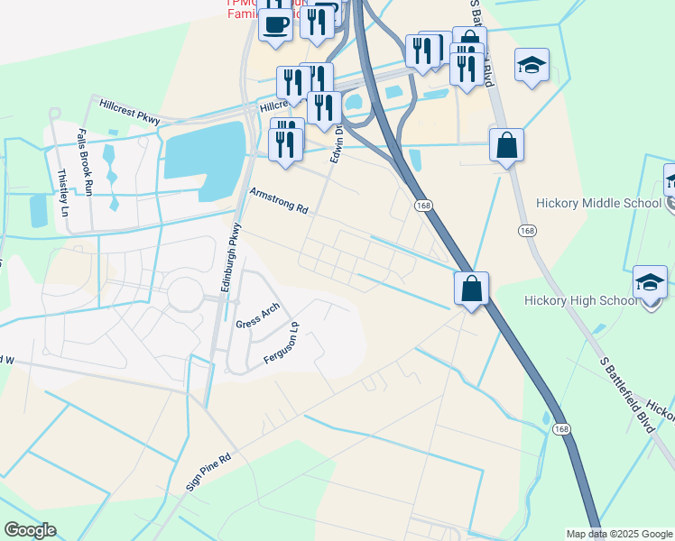 map of restaurants, bars, coffee shops, grocery stores, and more near 2021 Barton Lane in Chesapeake