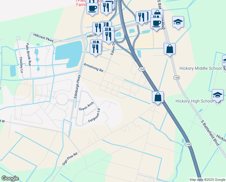 map of restaurants, bars, coffee shops, grocery stores, and more near 2021 Barton Lane in Chesapeake