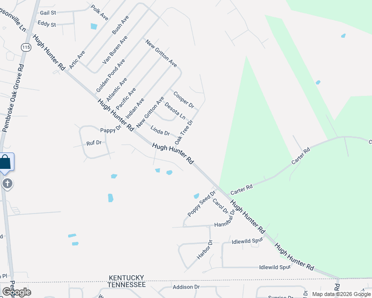 map of restaurants, bars, coffee shops, grocery stores, and more near 109-117 Oak Tree Drive in Oak Grove