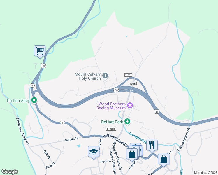 map of restaurants, bars, coffee shops, grocery stores, and more near Johnson Street in Stuart