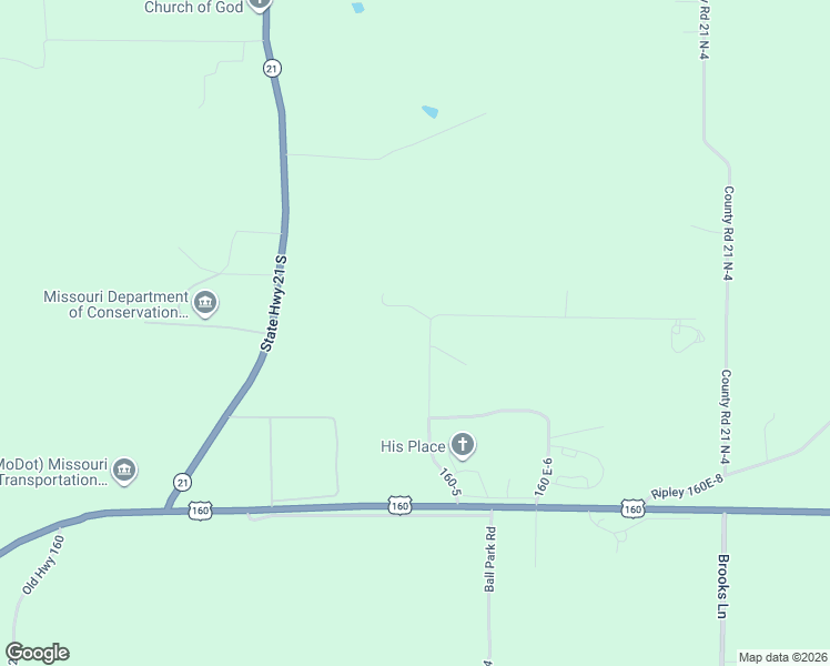 map of restaurants, bars, coffee shops, grocery stores, and more near 15 160 E-5 in Doniphan