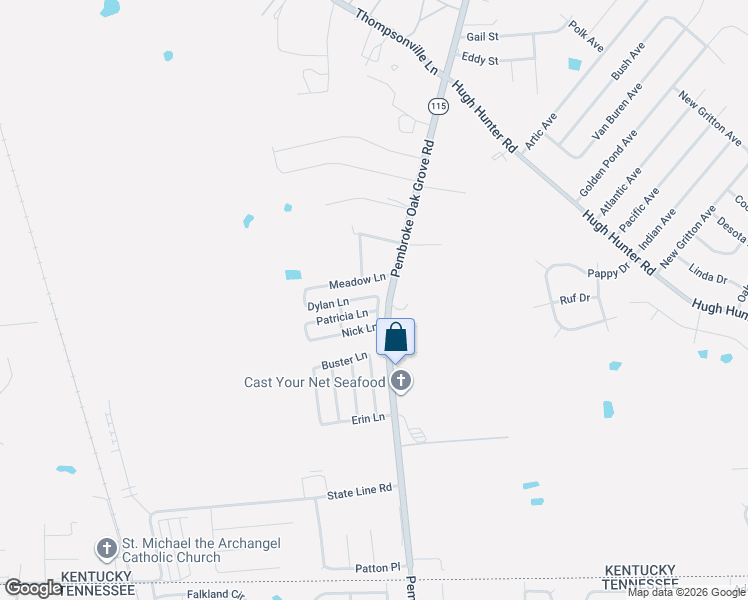 map of restaurants, bars, coffee shops, grocery stores, and more near 500-598 Pembroke Oak Grove Road in Oak Grove
