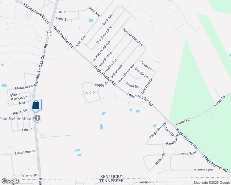 map of restaurants, bars, coffee shops, grocery stores, and more near 92 Kentucky Ridge in Oak Grove