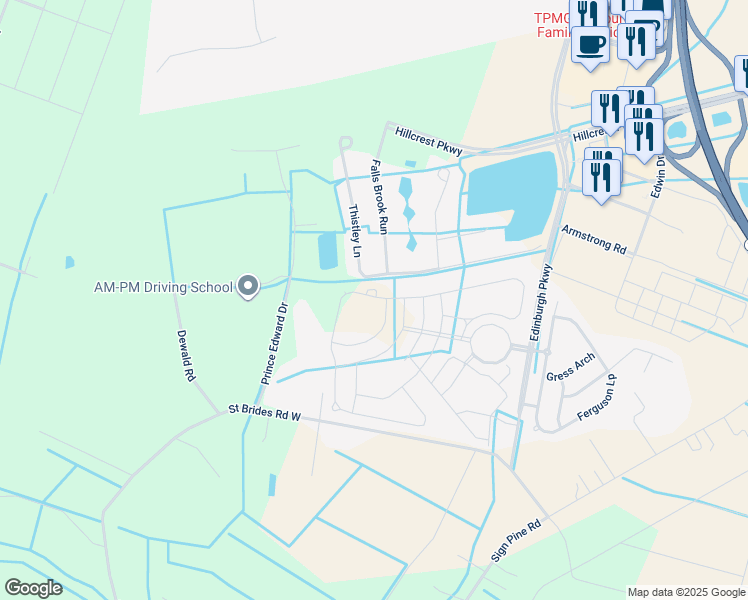 map of restaurants, bars, coffee shops, grocery stores, and more near 504-508 Thistley Lane in Chesapeake