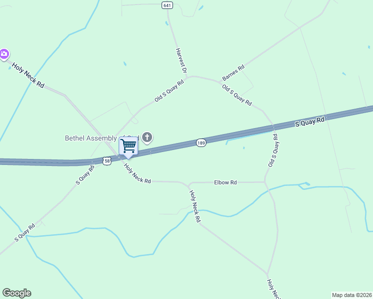 map of restaurants, bars, coffee shops, grocery stores, and more near 8725 South Quay Road in Suffolk