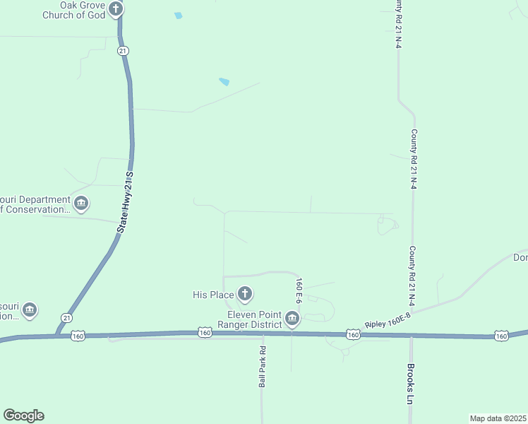 map of restaurants, bars, coffee shops, grocery stores, and more near 160 E-5 in Doniphan