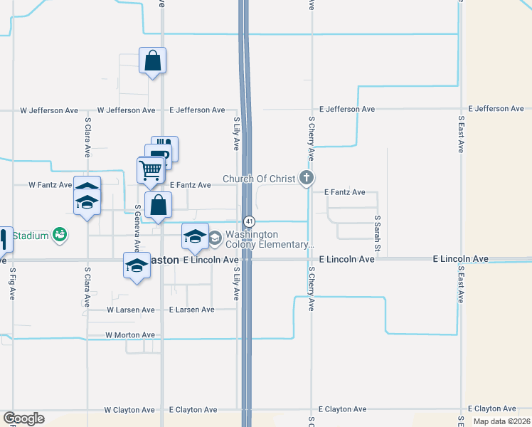 map of restaurants, bars, coffee shops, grocery stores, and more near 277 East Fantz Avenue in Fresno