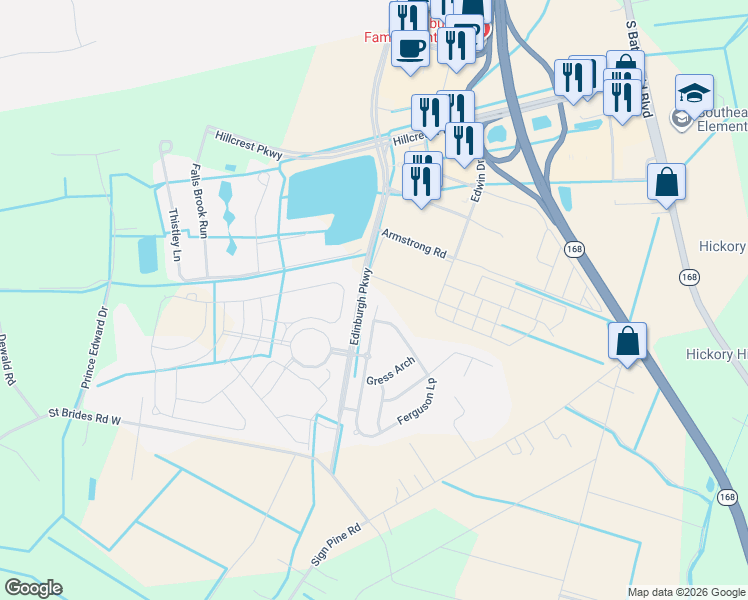 map of restaurants, bars, coffee shops, grocery stores, and more near 1904 Ferguson Loop in Chesapeake