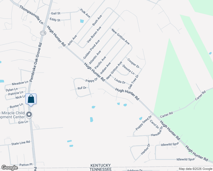 map of restaurants, bars, coffee shops, grocery stores, and more near 92 Kentucky Ridge in Oak Grove