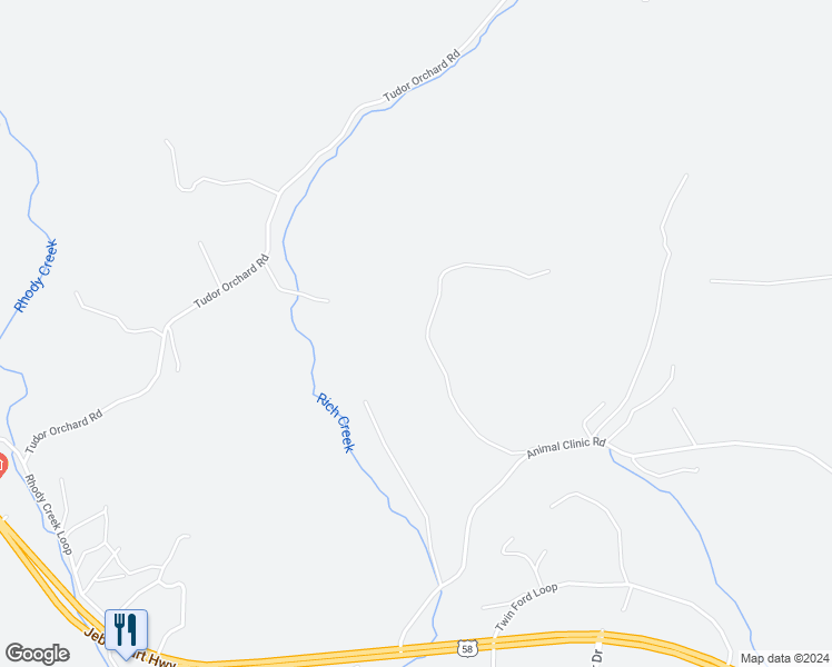 map of restaurants, bars, coffee shops, grocery stores, and more near Old Turnpike Drive in Patrick Springs