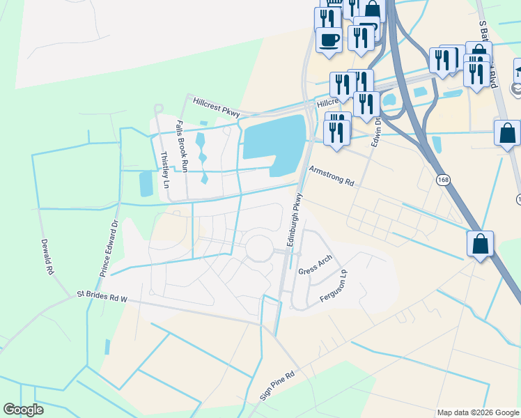 map of restaurants, bars, coffee shops, grocery stores, and more near 412 Middleton Way in Chesapeake